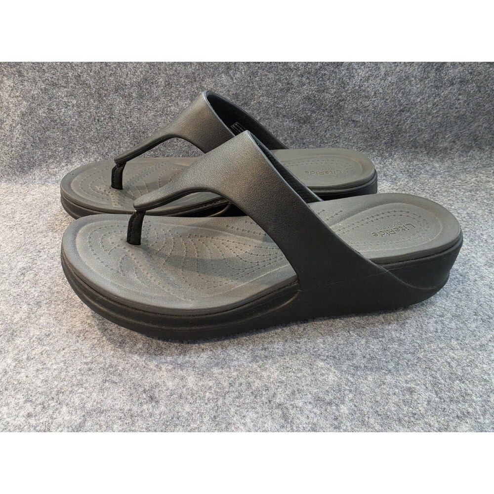 Crocs LiteRide Wedge Flip Flop Sandals Black Women’s 9